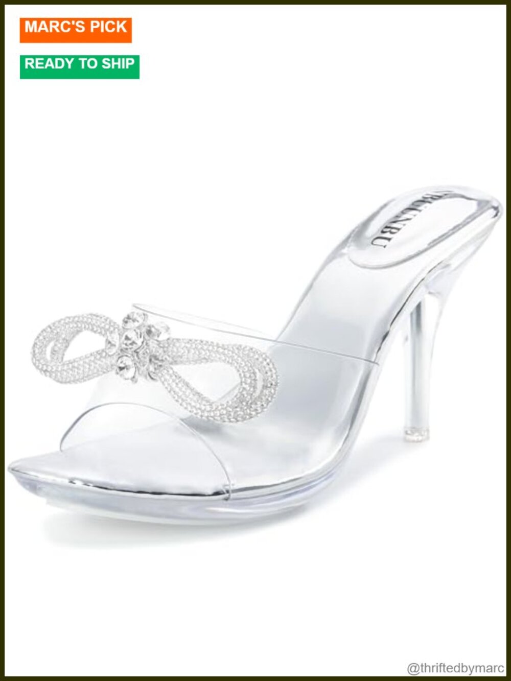 Clear Strappy Heels Rhinestone Bow Platform High Heel Sandals